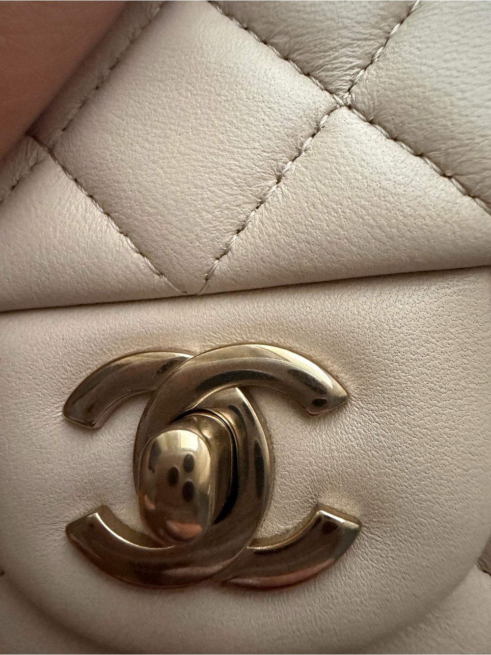 CHANEL Beige mini classic Quilted Small Flap Crossbody with Gold Chain - Picture 10 of 14